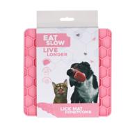 Eat Slow Live Longer Fun & Relax lekmat, voor honden, anti-kauwschaal, langzaam voeden, overal plaatsen, lekbord voor huisdieren, uitdaging voor je huisdier, roze, 23 x 19 cm
