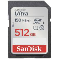 SanDisk SDXC Ultra 512GB (Class 10/UHS-I/150MB/s) SDXC-kaart 512 GB UHS-Class 1 Waterdicht, Schokbestendig - thumbnail