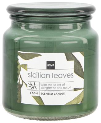 HEMA Geurkaars In Glazen Pot Ø10x11 Sicilian Leaves (donkergroen)