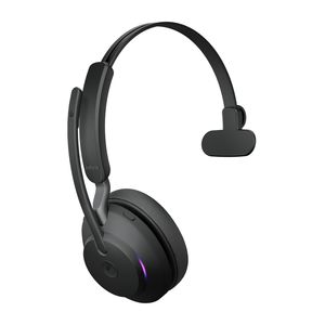 Jabra Evolve2 65 monaural On Ear headset Telefoon Bluetooth Stereo Zwart Volumeregeling, Indicator voor batterijstatus, Microfoon uitschakelbaar (mute)