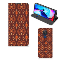 Motorola Moto G9 Play Hoesje met Magneet Batik Brown - thumbnail