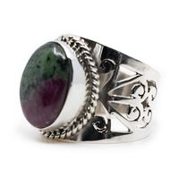 Edelsteen Ring Robijn in Zoisiet 925 Zilver "Elnoa" (Maat 17) - thumbnail