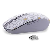 T'nB - Draadloze muis, dubbele modus Bluetooth en USB-A, oplaadbaar, hoge autonomie, stil, nauwkeurigheid 1600 dpi, 6 toetsen, compatibel met Windows, Linus en MacOs - Model Flower