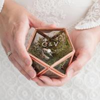 Ringdoosje glas geometrisch woodland met initialen