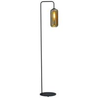 Masterlight Zwarte vloerlamp Quinto met smoke cilinderglas 1262-05-05-5