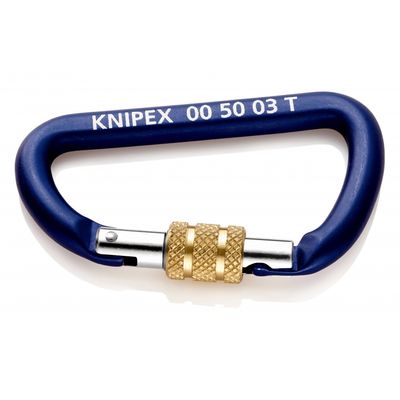 Knipex 00 50 03 T BK klimkarabijnhaak Vergrendelende karabijnhaak D-vormig Aluminium Blauw 2 stuk(s)