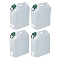 Jerrycan/watertank met kraantje - 4x - 15 liter - voor water - extra sterk kunststof - 32 x 16 x 38c