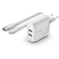 Belkin BOOSTCHARGE 2-poorts USB-A wandlader + USB-A naar USB-C kabel oplader - thumbnail