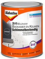 Alabastine 2-in-1 Muurverf Badkamer en Keuken Schimmelbestendig - 1 liter Antraciet - thumbnail