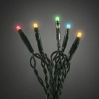 Micro LED-lichtketting met donkergroene kabel, kunststof, kleurrijk, 50 LED's