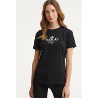 REPLAY T-shirt met printopdruk zwart