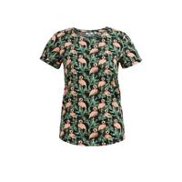 WE Fashion T-shirt met all over print zwart/groen/roze