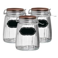 Weckpot/inmaakpot - 4x - 1.5L - glas - met beugelsluiting - incl. etiketten