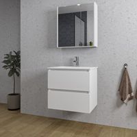 Adema Chaci Badkamermeubelset - 60x46x57cm - 1 keramische wasbak wit - 1 kraangat - 2 lades - Spiegelkast - mat wit SW718708/SW804530/SW812066/SW812070 - thumbnail