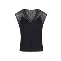 Morgan semi-transparante T-shirt met kant marine