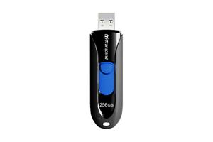 Transcend JetFlash® 790 USB-stick 256 GB Zwart, Blauw TS256GJF790K USB 3.2 Gen 2 (USB 3.1)