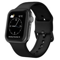 By Qubix - Soft siliconen bandje met gespsluiting - Zwart - Compatible met Apple Watch 44mm / 45mm / 46mm / 49mm - Compatible Apple watch bandjes