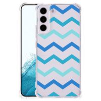 Samsung Galaxy S22 Doorzichtige Silicone Hoesje Zigzag Blauw