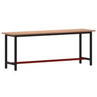 vidaXL Werkbank 220x55x81,5 cm massief beukenhout en metaal, werktafel, knutseltafel, knutsel tafel, werktafeltje, werk tafel, houten werkbank