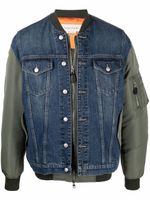 Alexander McQueen veste bomber à empiècements en jean - Bleu