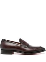 Santoni polished penny loafers - Marron