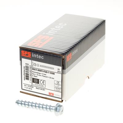 SFS Betonschroef Multi-Monti-plus, met zeskant kop en aangeperste ring, diameter 12 x 80mm, verzinkt SFS Betonschroef Multi-Monti-plus, met zeskant kop en aangeperste ring, diameter 12 x 80mm, verzinkt