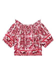 Dolce & Gabbana Kids haut en popeline à imprimé Majolica - Rouge