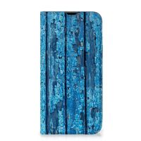 iPhone 13 Pro Max Book Wallet Case Wood Blue