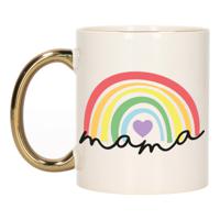 Cadeau koffie/thee mok voor mama - goud - regenboog - liefde - keramiek - Moederdag - thumbnail