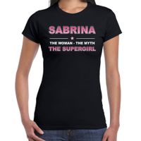 Naam cadeau t-shirt / shirt Sabrina - the supergirl zwart voor dames