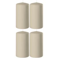 4x Beige cilinderkaarsen/stompkaarsen 6 x 12 cm 45 branduren