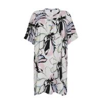 Yoek gebloemde jurk wit/lichtroze/zwart