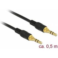 Delock 85545 Stereo Jack Kabel 3,5 mm 3-pins male > male 0,5 m zwart