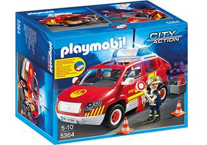 PLAYMOBIL Brandweercommandant met dienstwagen met licht en sirene