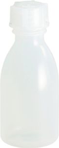 Hunersdorff Fles met nauwe hals | totale hoogte 105 mm totale d. 47 mm | polyethyleen (LDPE) natuurlijke kleuren | vulopening d. 12,9 mm | inhoud 100