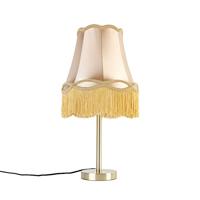 QAZQA - Klassiek | Antiek Klassieke tafellamp messing met granny kap goud 30 cm - Simplo | Woonkamer | Slaapkamer | Keuken - Stof Rond - E27 Geschikt voor LED - Max. 1 x 40 Watt