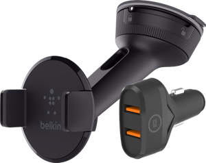 Belkin Telefoonhouder Auto Dashboard/Voorruit + BlueBuilt Autolader Quick Charge 18W