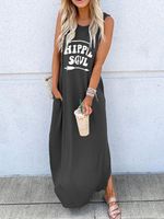 Sleeveless Letter Casual Knitting Dress