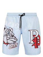 Philipp Plein Bulldogs-print swim shorts - Bleu