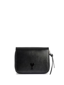 AMI Paris portefeuille Ami de Coeur pliant en cuir - Noir