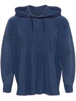 Homme Plissé Issey Miyake Geplooide hoodie met trekkoord - Blauw