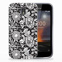 Nokia 1 TPU Case Black Flowers - thumbnail