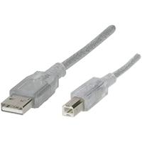 Renkforce USB-kabel USB 2.0 USB-A-stekker, USB-B-stekker, 1,80 m, doorschijnend, RF-4538144