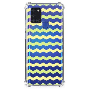 Samsung Galaxy A21s Doorzichtige Silicone Hoesje Waves Yellow