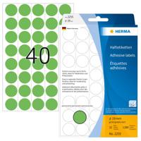 Herma 2255 Etiketten Ø 19 mm Papier Groen 1280 stuk(s) Permanent hechtend Etiketten voor markeringspunten