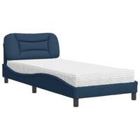 vidaXL Bed met matras stof blauw 80x200 cm, bedframe, bed, enkel bed, bedframes, bedbodem, stoffen bed, gewelfd bedframe, gewelfd stoffen bedframe