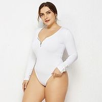 plus size dans activewear turnpakje / onesie volledige lengte zichtbare ritssluiting solide damesprestaties dagelijks gebruik lange mouwen hoge katoenmix Lightinthebox
