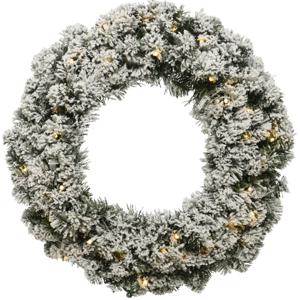 Decoris Kerstkrans Imperial - groen met nepsneeuw - LED - 50 cm