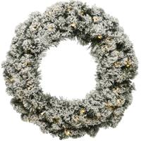 Decoris Kerstkrans Imperial - groen met nepsneeuw - LED - 50 cm - thumbnail