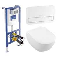 Villeroy & Boch Subway 2.0 pack wandcloset - directflush - diepspoel - slimseat zitting softclose & quickrelease - met inbouwreservoir - bedieningsplaat wit glans - wit 92242700 / 92249068 / 5614R201 - thumbnail